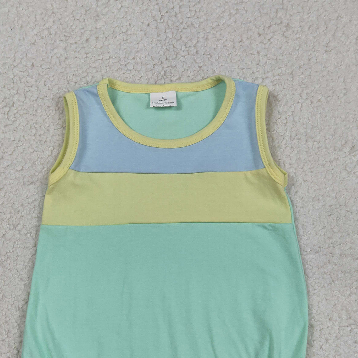 RTS NO MOQ SR3660 Baby Boys Sleeveless Rompers Blue Yellow Aqua Rompers for Infants