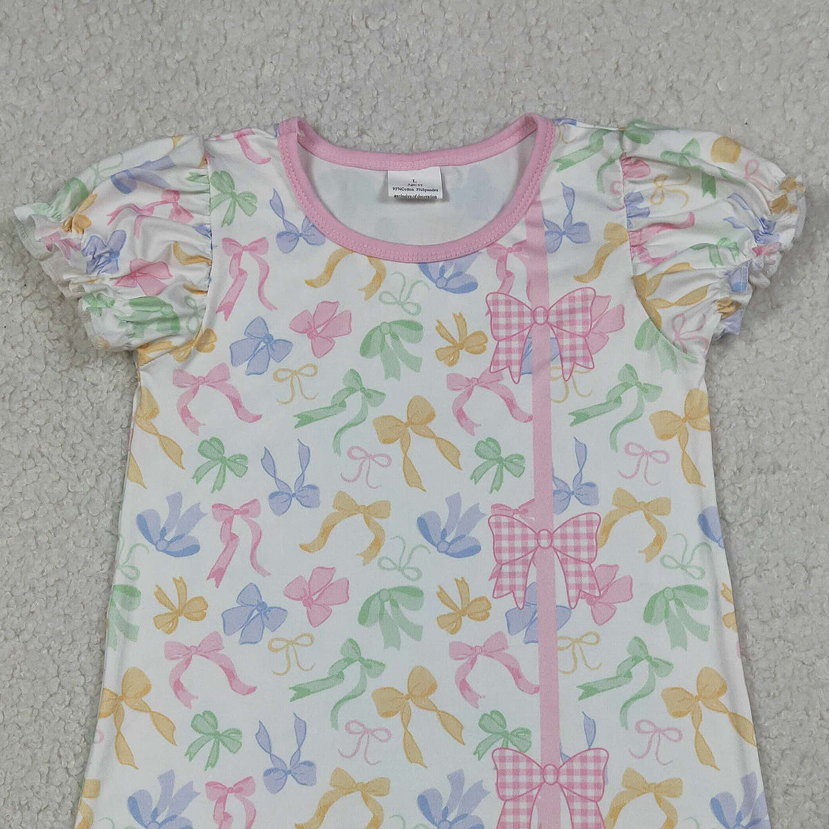 RTS NO MOQ GSD3245 Baby Girls Scallop Edge Knee-Length Dress Colorful Bows