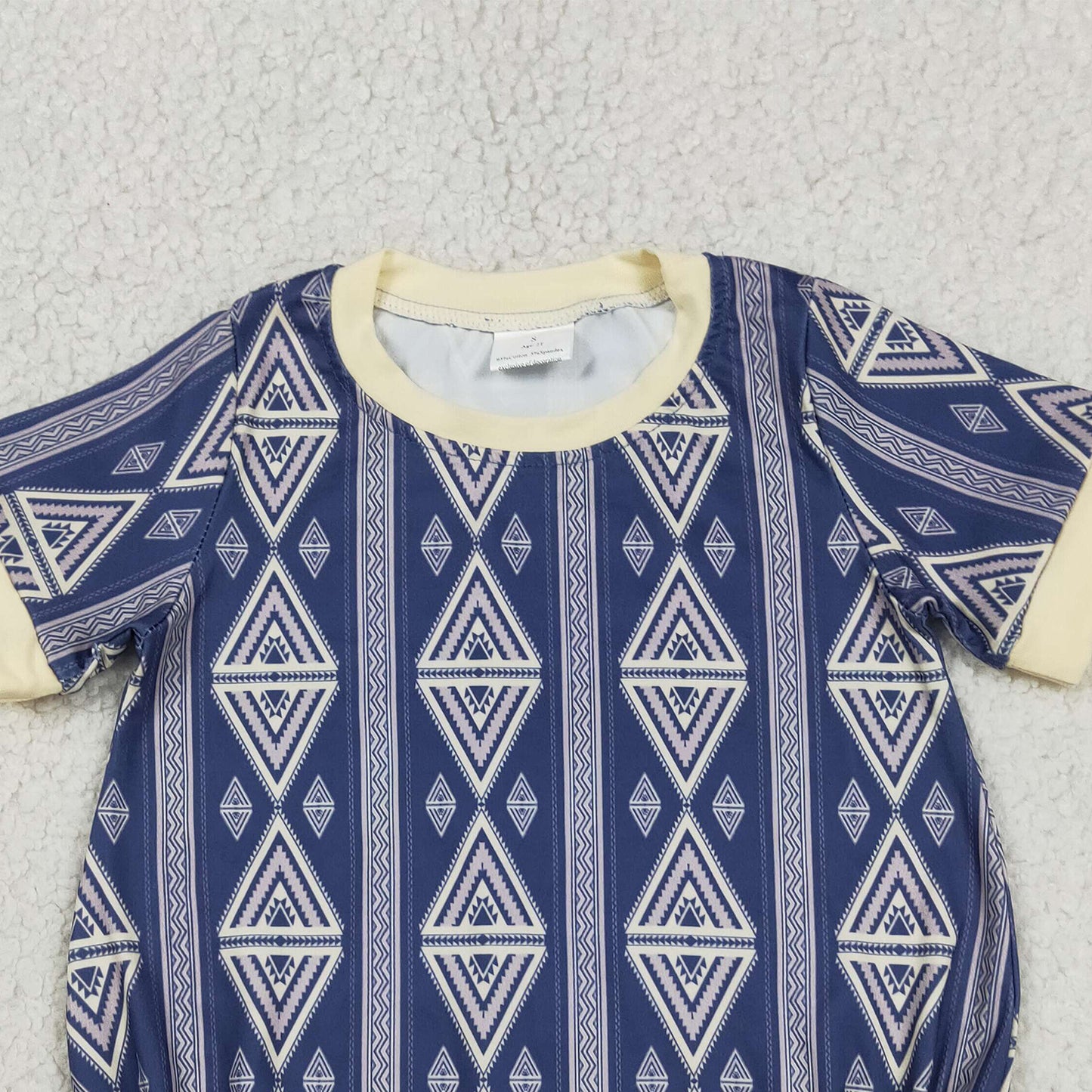 RTS NO MOQ milk silk SR3713 Baby Boys Short Sleeve Western Aztec Print Rompers