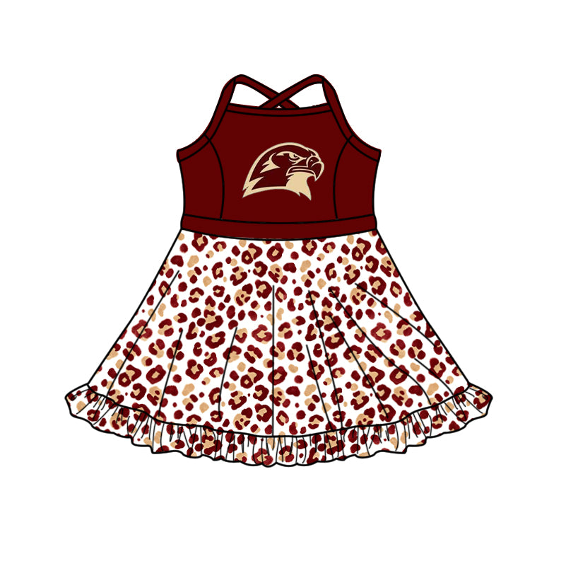 custom moq 5 mix size XY062905 Baby Girls Leopard Print Strap Activity Wear Knee Length Skort Yoga Dress