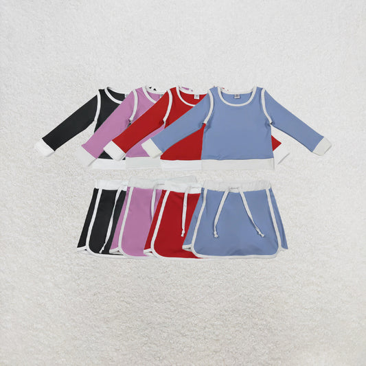 RTS NO MOQ Sibling Baby Girls Long Sleeve Top Skirts Shorts Yoga Active Clothes Sets