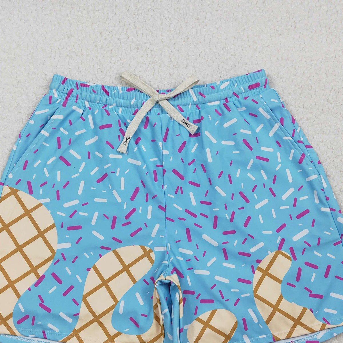 RTS NO MOQ S0578 Adult Men's Blue Drip Sprinkles Team Swimming Trunks Bottom