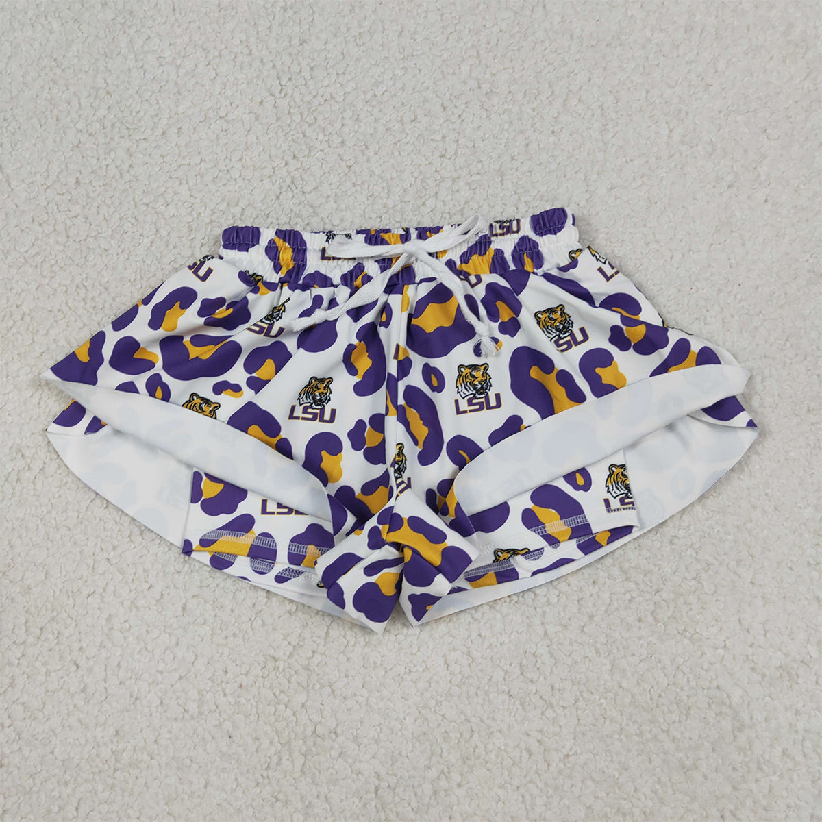 RTS NO MOQ SS0821 Baby Girls Purple Leopard Active Yoga Shorts Team Butterfly Bottoms for Kids