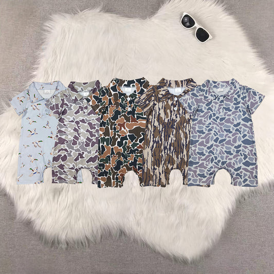 RTS NO MOQ Sibling Baby boy clothes camouflage Shorts Sleeve Romper Mixed Sizes