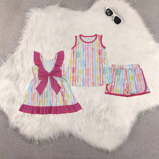 RTS NO MOQ Sibling Baby Girls colorful Summer Mixed Outfit and dress
