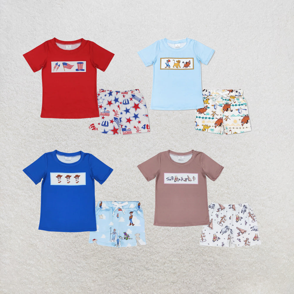 RTS NO MOQ Sibling Baby Boys Bear Tiger Shirt Shorts Clothes Sets