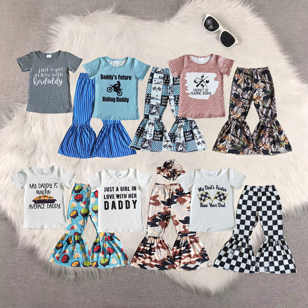 RTS NO MOQ baby girl clothes short sleeve pants Sets