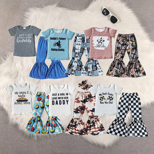 RTS NO MOQ baby girl clothes short sleeve pants Sets