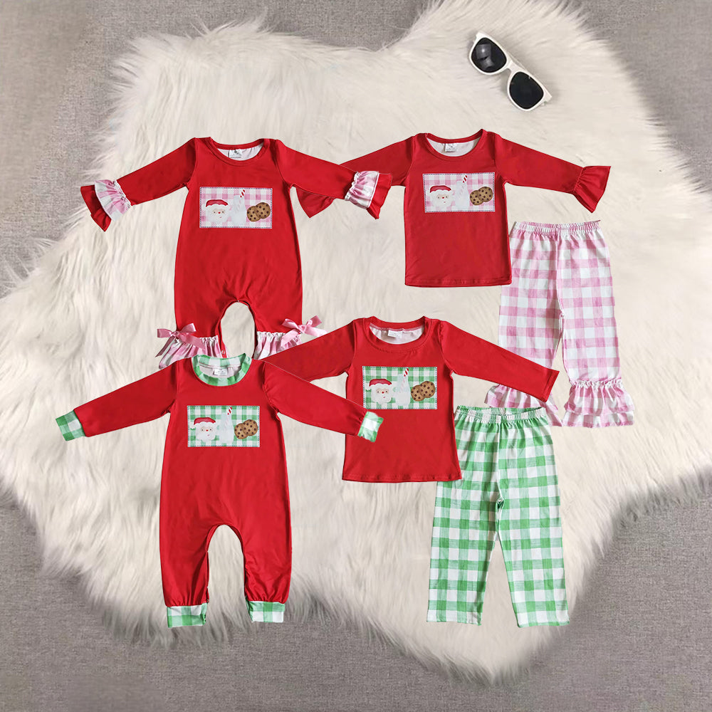RTS NO MOQ Sibling Baby girls boy clothes Christmas long-sleeved trousers suit & romper