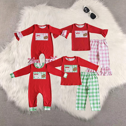 RTS NO MOQ Sibling Baby girls boy clothes Christmas long-sleeved trousers suit & romper