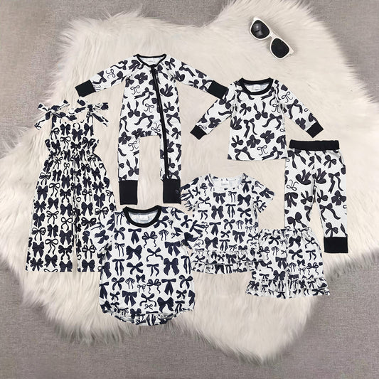 RTS NO MOQ Sibling baby Girls Boys bow short sleeve shorts sets and jumpsuit rompers Clothes