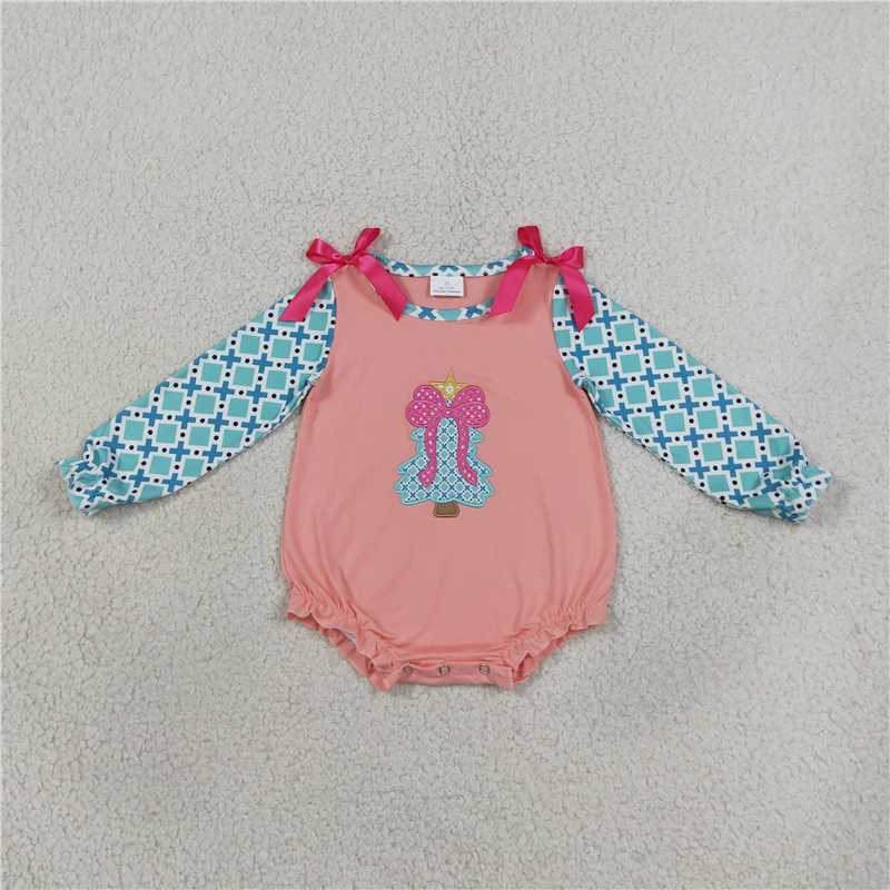Baby Girls Christmas Embroidery Bow Trees Collection - Polka Dot Ruffle Pant Set & Romper