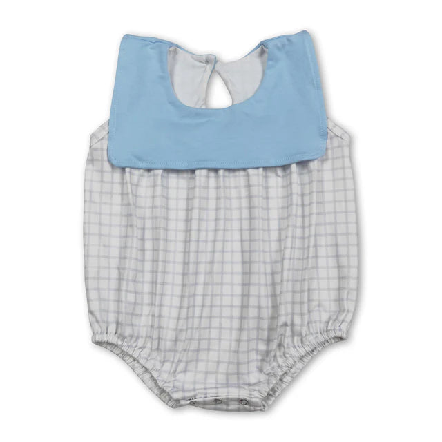 RTS NO MOQ Sibling Baby Boys Blue Short Sleeve Shirts Top Checked Pockets Shorts Clothes Sets
