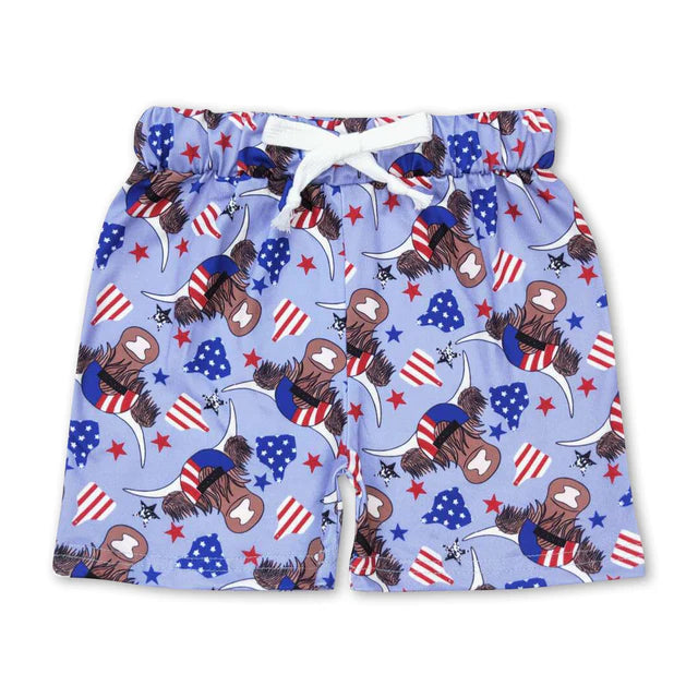 RTS NO MOQ（In Stock)Baby Boys Summer Western Cow Bottom Shorts