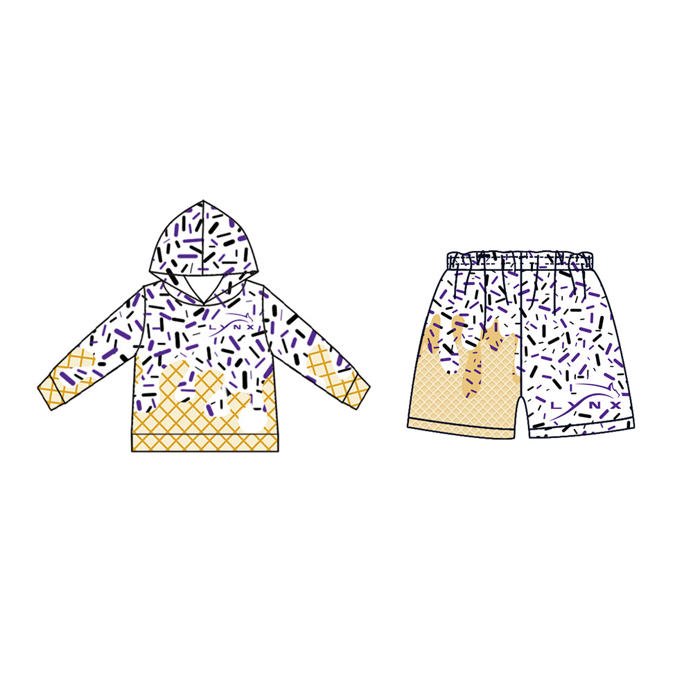 Custom moq 5 mix size milk silk baby girls clothes team bow hooded long sleeve tops and shorts-25.7.19