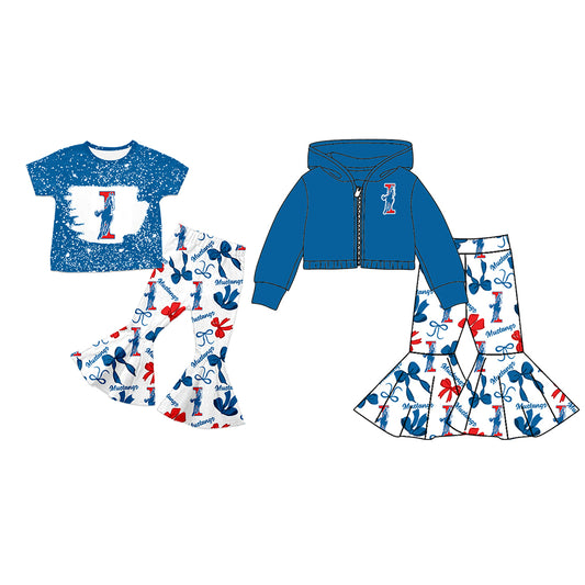 Custom moq 5 mix size milk silk summer teams baby girls clothes bow blue short sleeve pants sets and hooded long sleeve pants sets-25.7.26