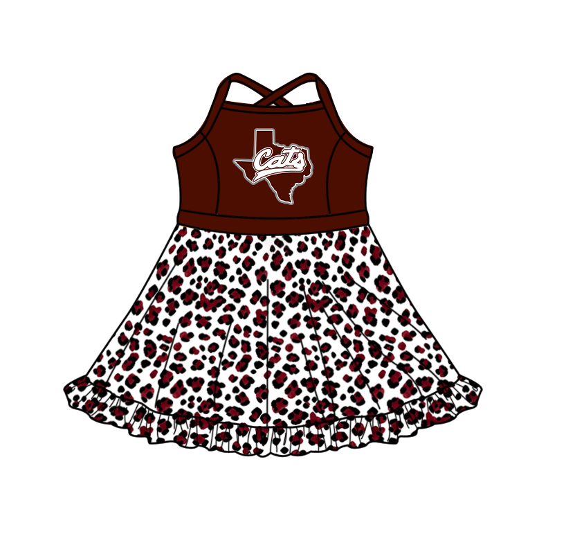 custom moq 5 mix size XY062705 Baby Girls Leopard Print Strap Knee Length Skort Yoga Active Dress