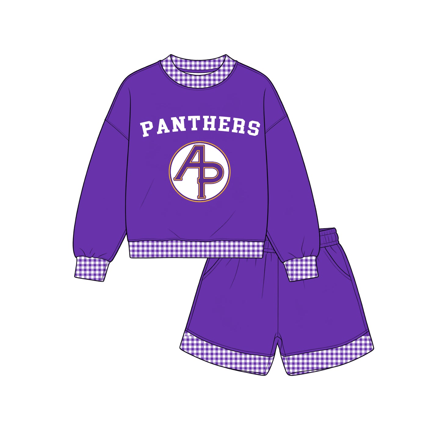custom moq 5 mix size XY071505 Baby Kids Checked Long Sleeve Top Drawstring Shorts Team Clothes Set