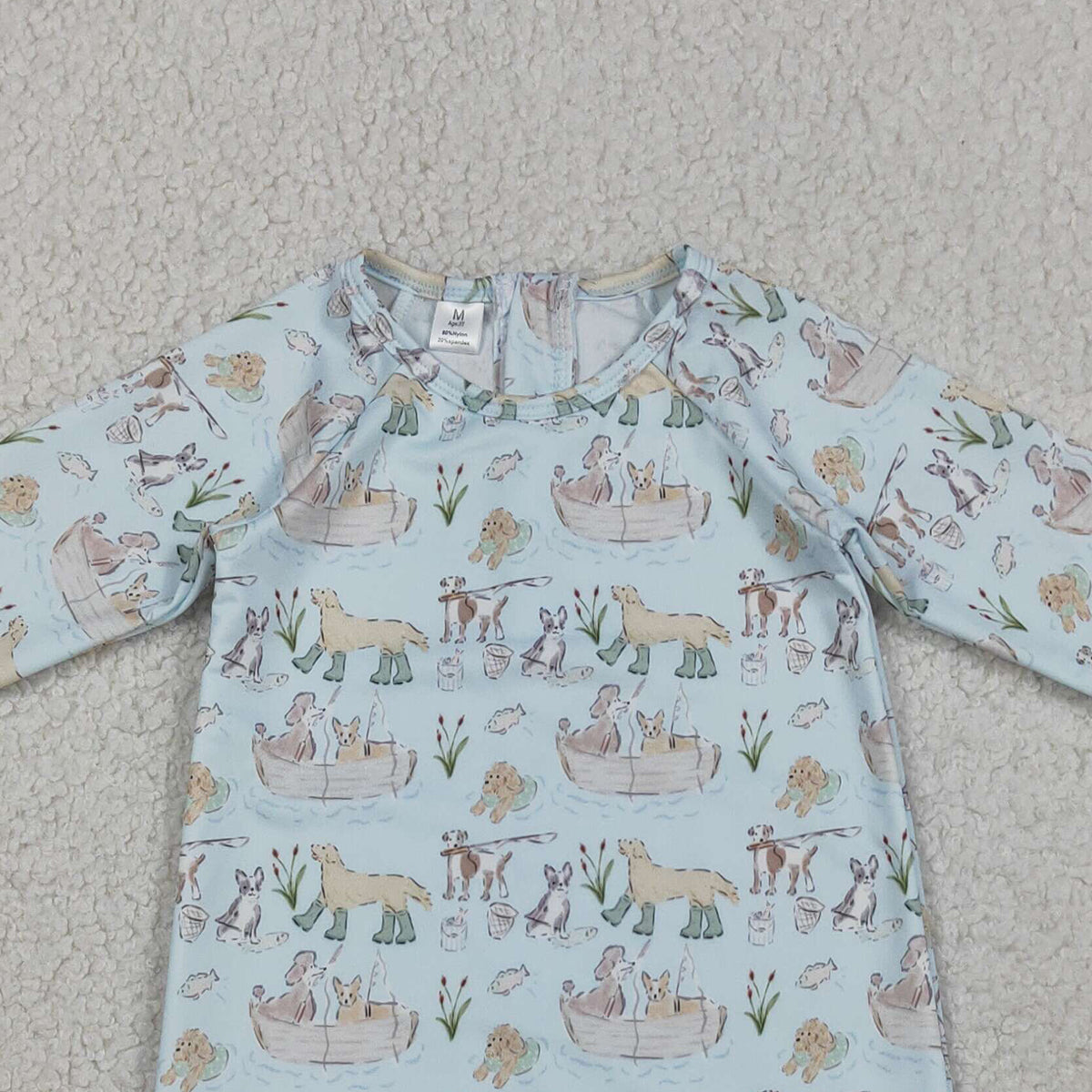 RTS NO MOQ S0701 Baby Boys Hunting Swimming Suit with Dog Print Back Zipper for Infants