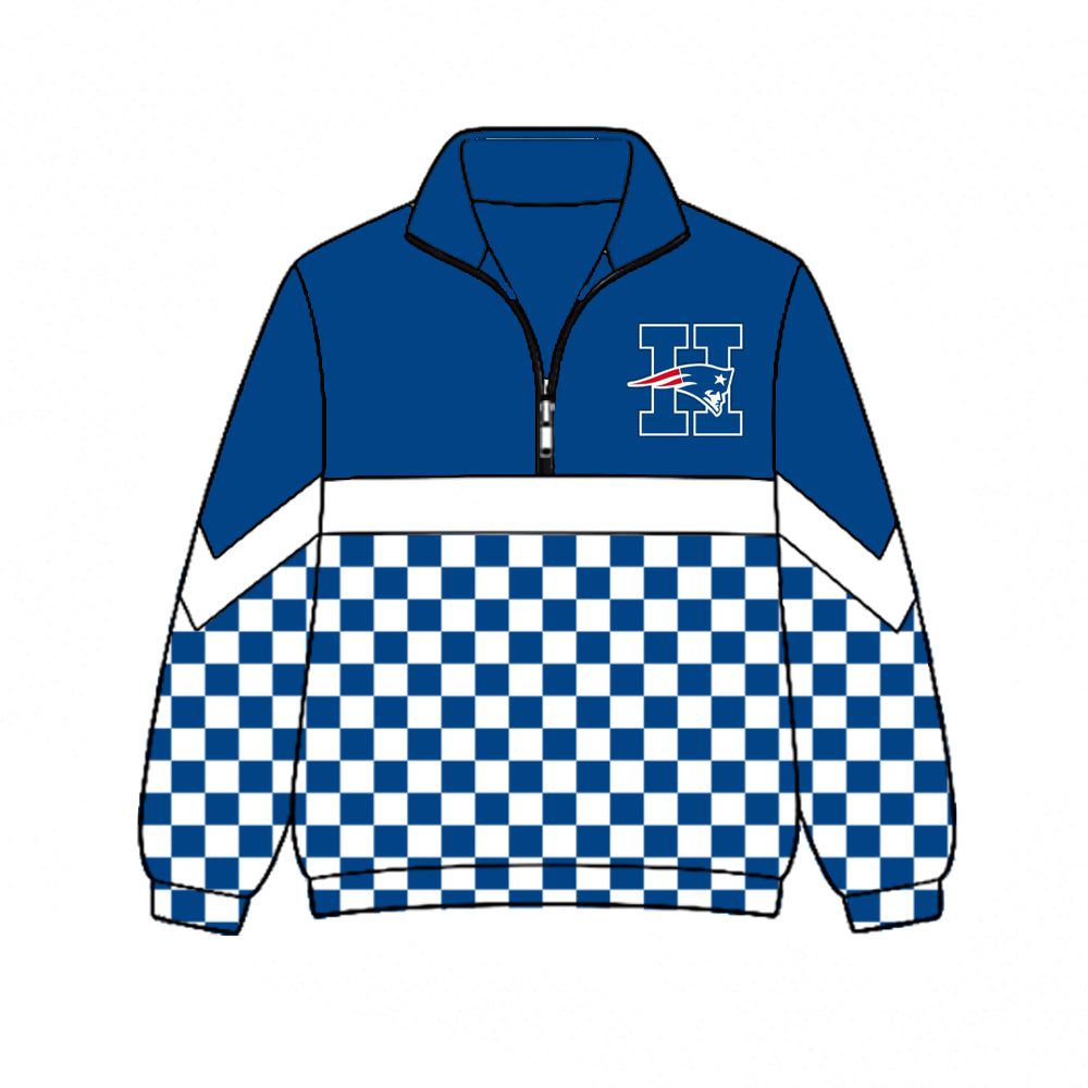 custom moq 5 mix size XY072205 Baby Kids Checked Zip Pullover Long Sleeve Team Top