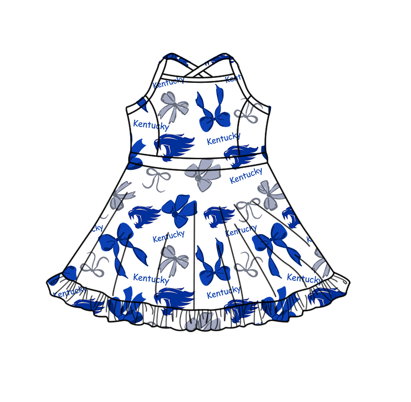 custom moq 5 mix size XY062605 Baby Girls Bows Print Strap Knee Length Skort Yoga Active Dress