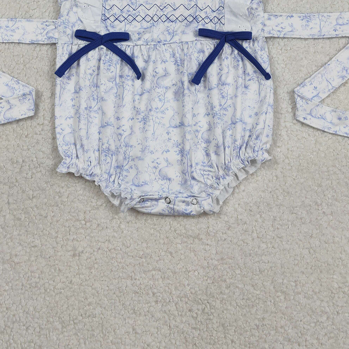 RTS NO MOQ SR3219 Embroidery Baby Girls Sleeveless Rompers with Rabbits Flowers Easter Ruffle Summer Outfit
