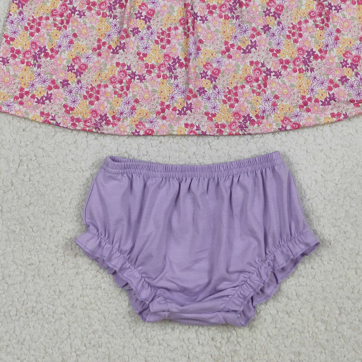 RTS NO MOQ GBO0507 Baby Girls Sleeveless Flowers Collar Tunic Bummies Outfit Set Cute Baby Girl Clothing Set