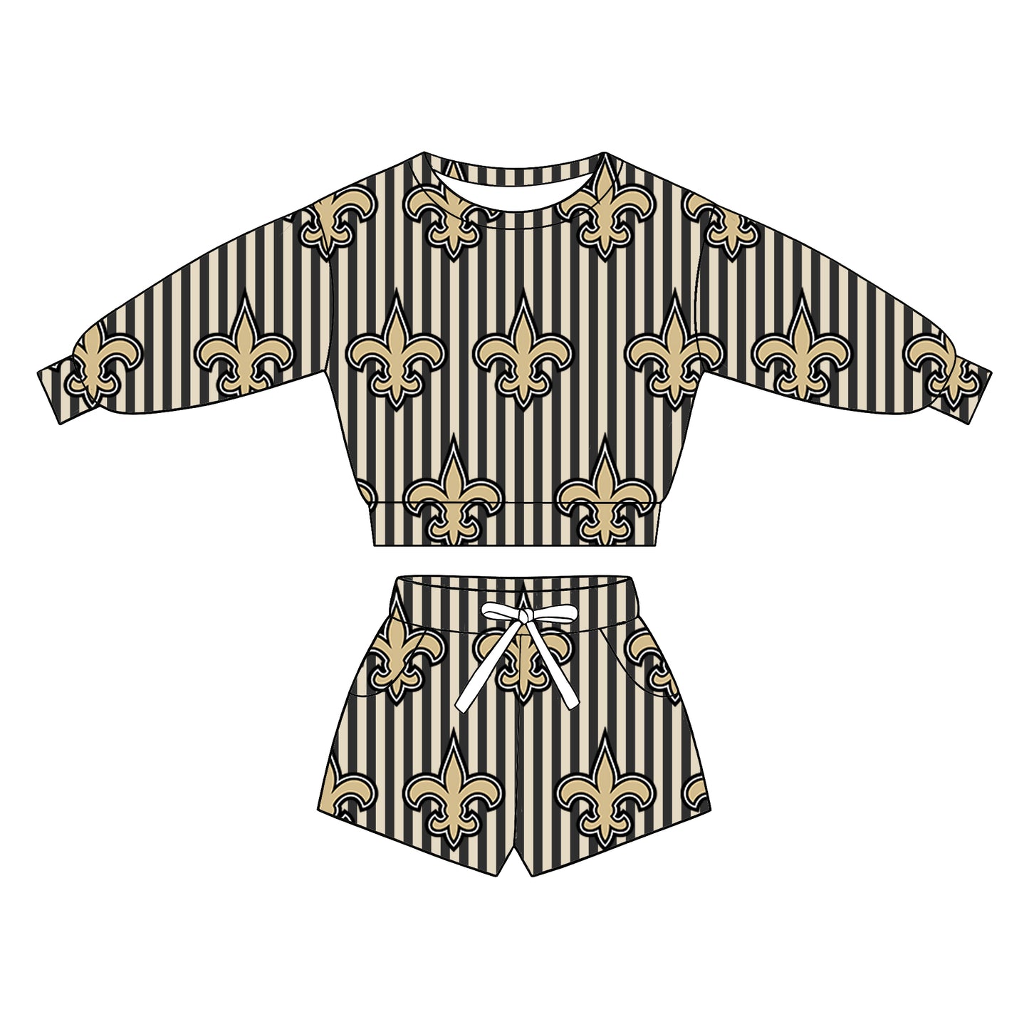 custom moq 5 mix size XY071405 Baby Kids Stripe Long Sleeve Top Drawstring Shorts Clothes Set