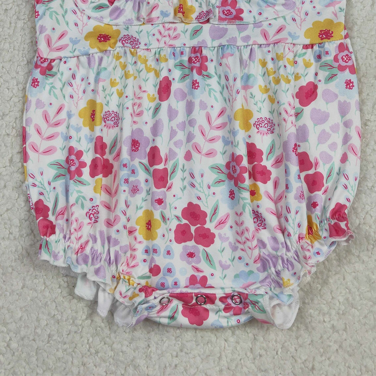 RTS NO MOQ milk silk SR4021 Baby Girls Sleeveless Ruffle Colorful Flowers Casual Rompers