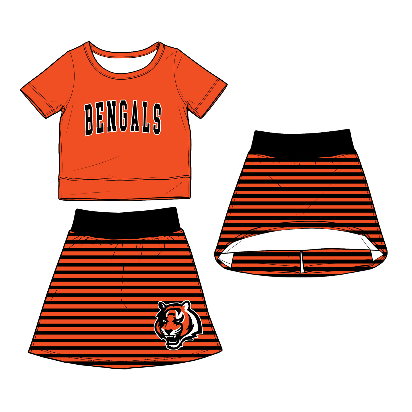 custom moq 5 mix size XY062503 Baby Girls Cute Short Sleeve Top Striped Skirt  Outfit Set