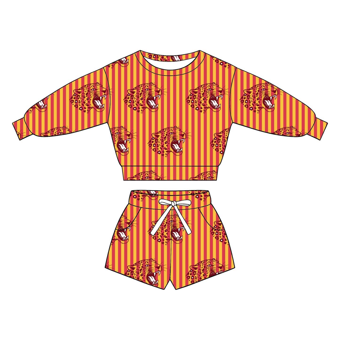 custom moq 5 mix size XY070105 Baby Kids Stripe Long Sleeve Crew Neck Top Drawstring Shorts Team Outfit Set