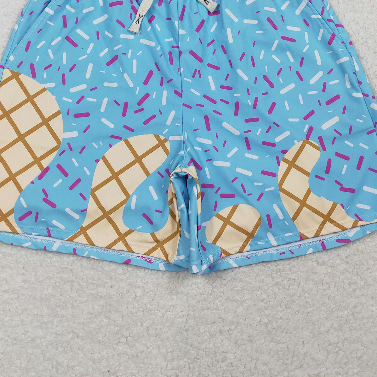 RTS NO MOQ S0578 Adult Men's Blue Drip Sprinkles Team Swimming Trunks Bottom