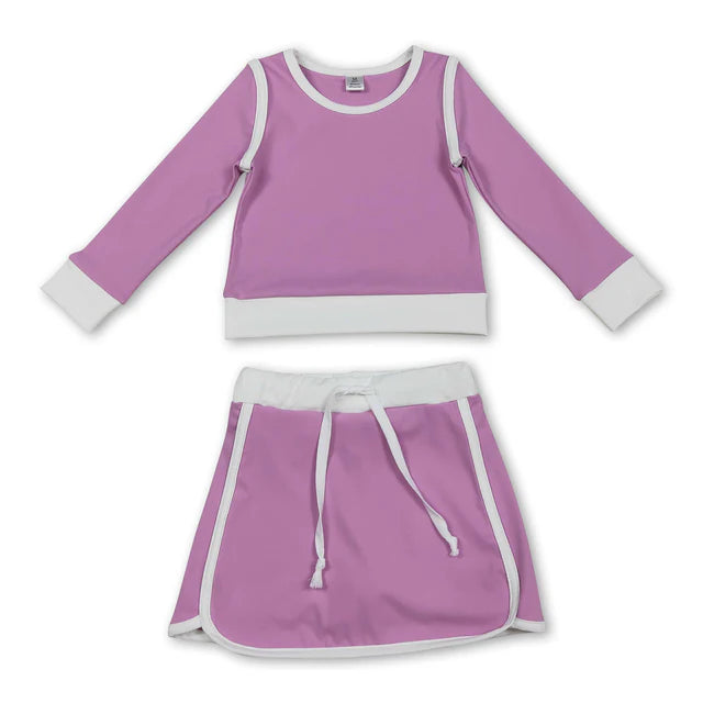 RTS NO MOQ Sibling Baby Girls Long Sleeve Top Skirts Shorts Yoga Active Clothes Sets