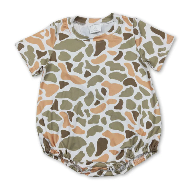 RTS NO MOQ Sibling Baby Boys Short Sleeves Southern Camo Rompers
