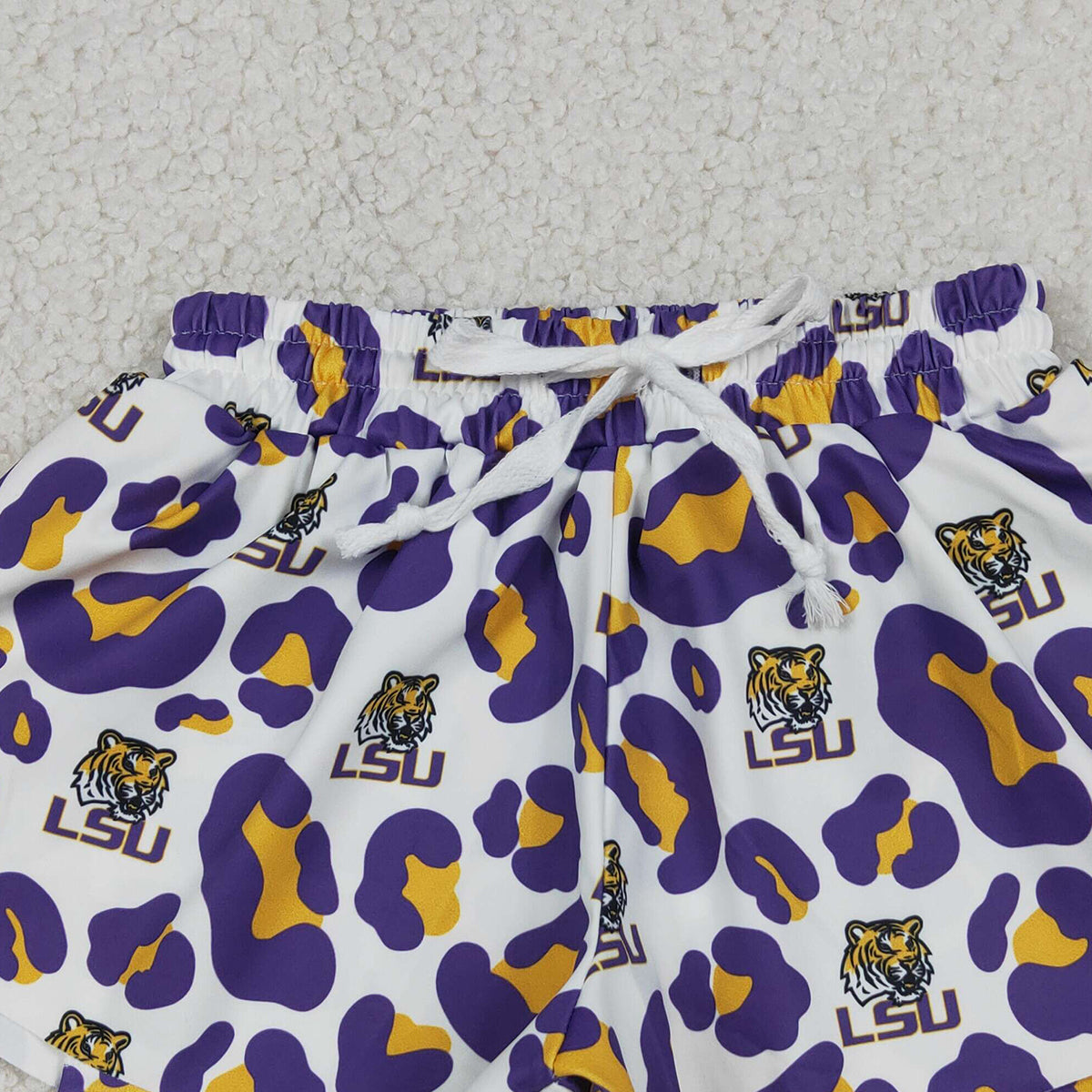 RTS NO MOQ SS0821 Baby Girls Purple Leopard Active Yoga Shorts Team Butterfly Bottoms for Kids