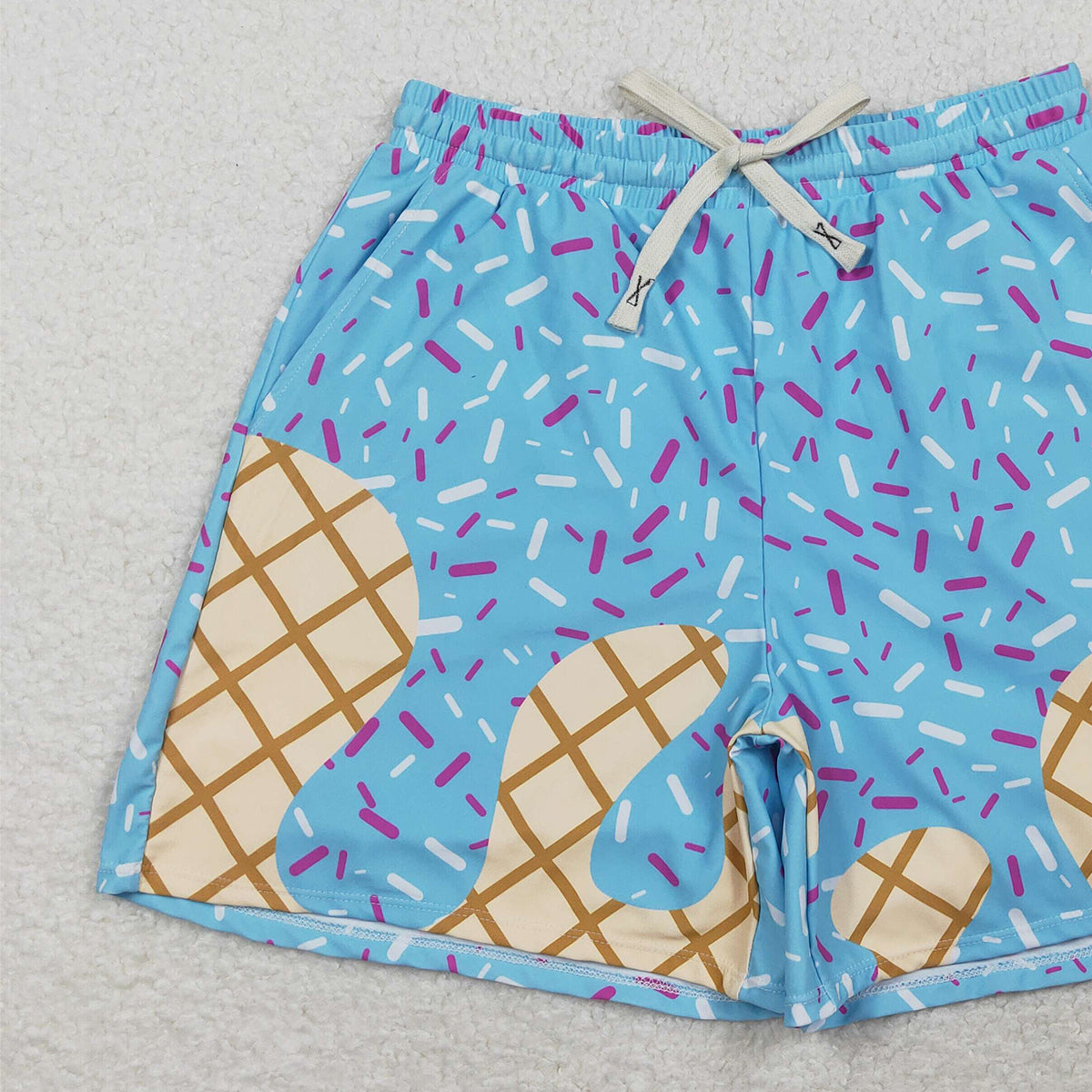 RTS NO MOQ S0578 Adult Men's Blue Drip Sprinkles Team Swimming Trunks Bottom