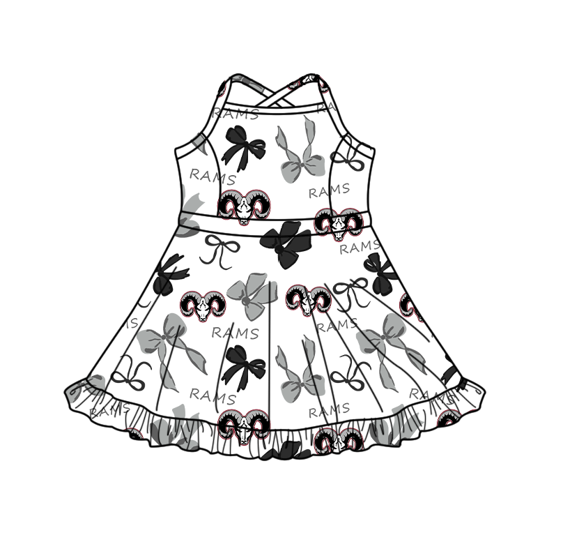 custom moq 5 mix size XY063005 Baby Girls Bows Print Strap Knee Length Yoga Skort Dress