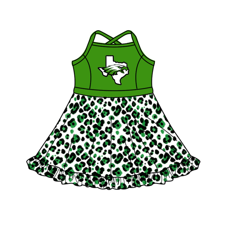 custom moq 5 mix size XY062905 Baby Girls Leopard Print Strap Activity Wear Knee Length Skort Yoga Dress