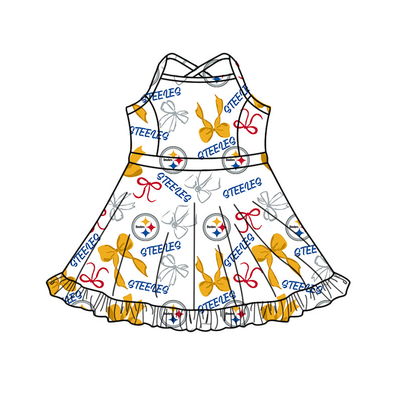 Custom moq 5 mix size milk silk summer teams Baby Girls Yellow Bow Vest Top Skirt Shorts Sets Sleeveless Knee Length Dresses Yoga Shorts Yoga Active Outfit