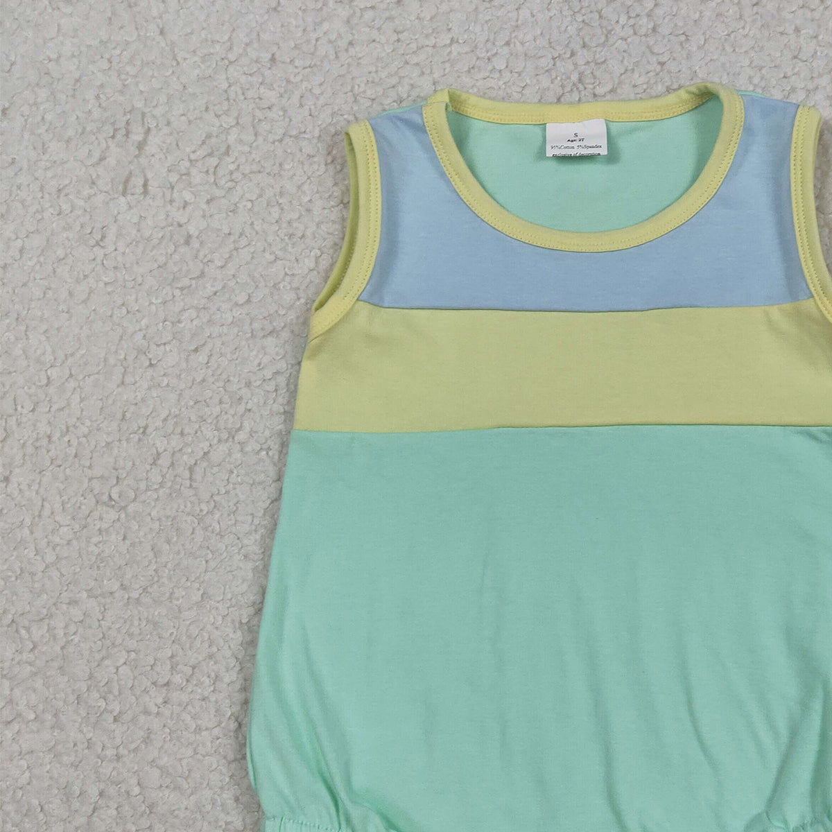 RTS NO MOQ SR3660 Baby Boys Sleeveless Rompers Blue Yellow Aqua Rompers for Infants