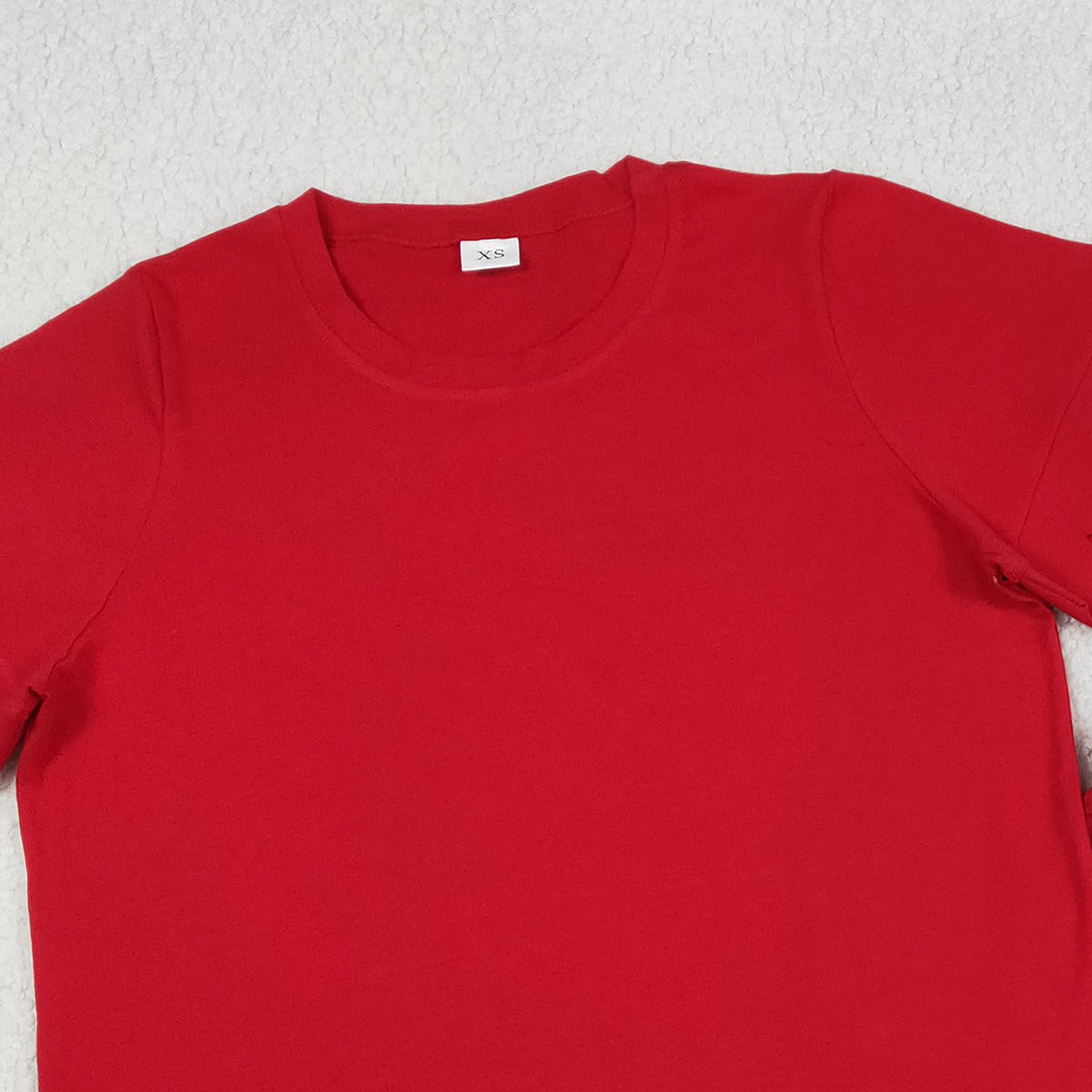 RTS NO MOQ GSSO3205 Adult Women's Red Scallop Short Sleeve Shirt Top with Matching Shorts