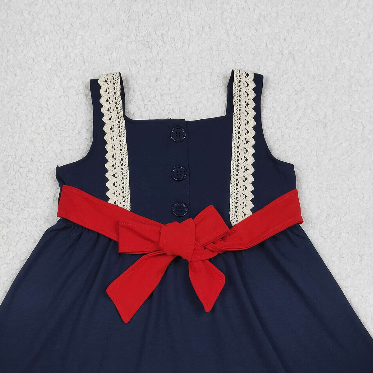 RTS NO MOQ GSD4087 Baby Girls Sleeveless Ruffle Knee-Length Dress Embroidered Flags 4th of July Casual Summer Outfit for Toddlers(2T-10-12T）