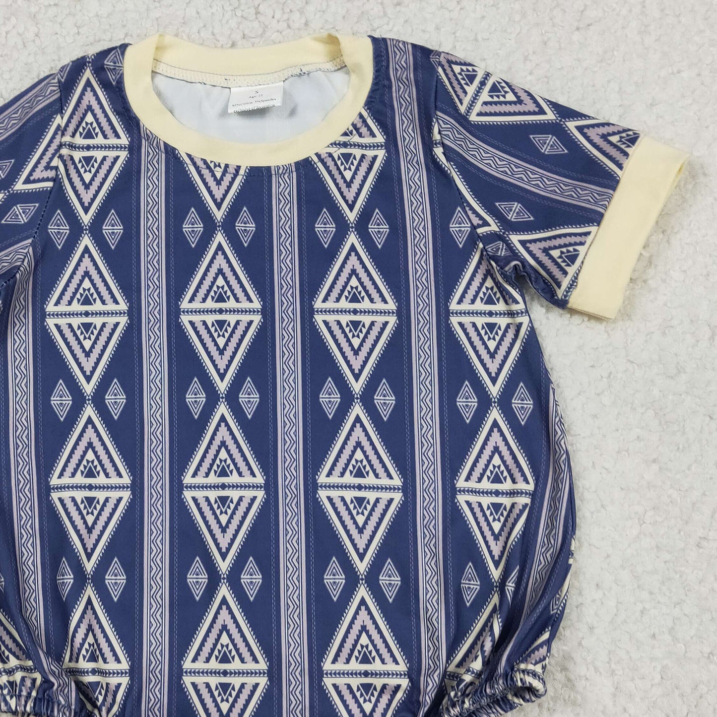 RTS NO MOQ milk silk SR3713 Baby Boys Short Sleeve Western Aztec Print Rompers