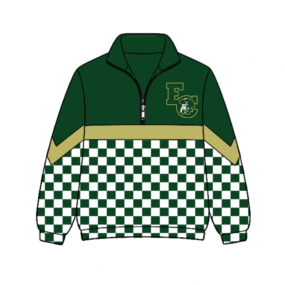 custom moq 5 mix size XY072205 Baby Kids Checked Zip Pullover Long Sleeve Team Top