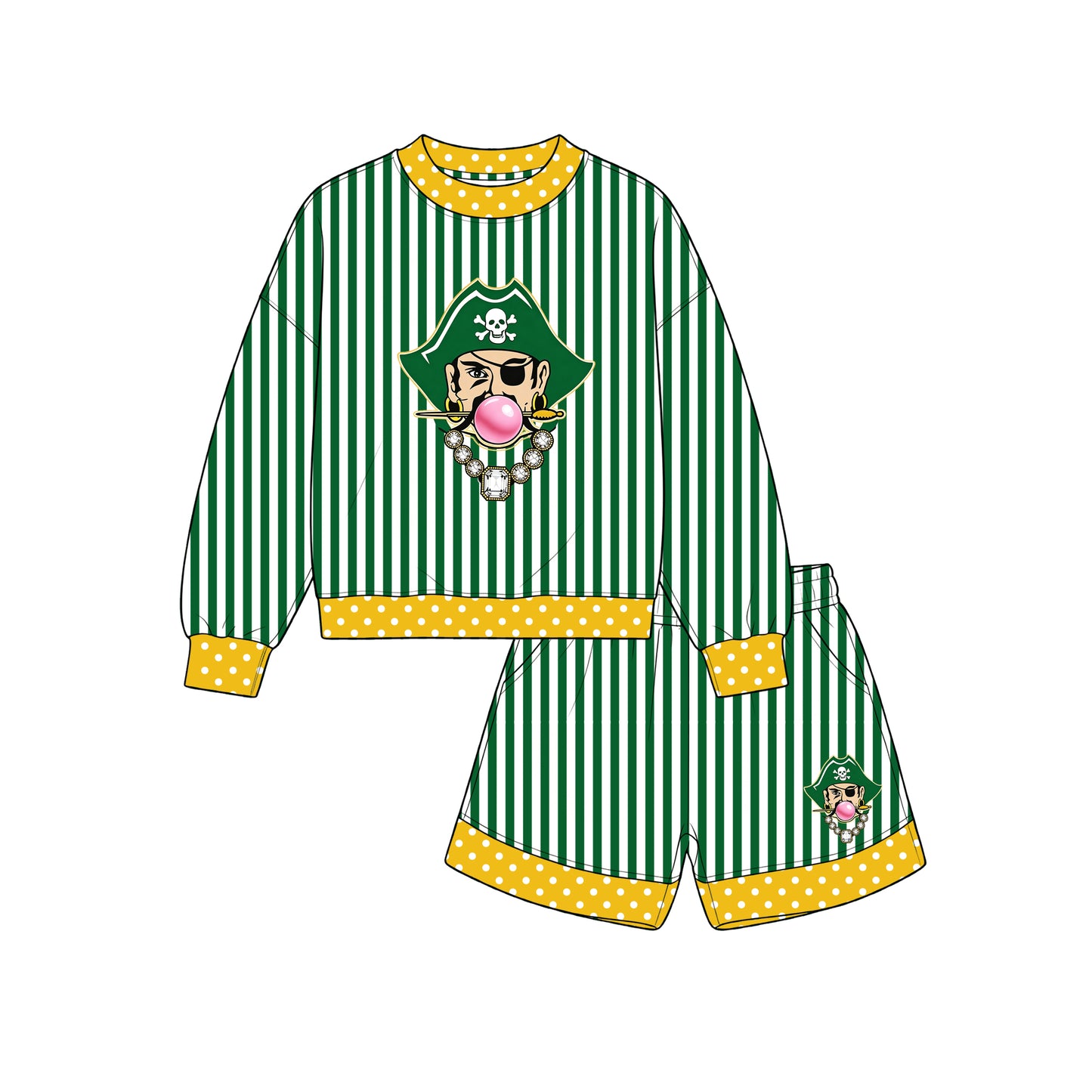 custom moq 5 mix size XY071705 Baby Kids Stripe Long Sleeve Top Shorts Team Clothes Set