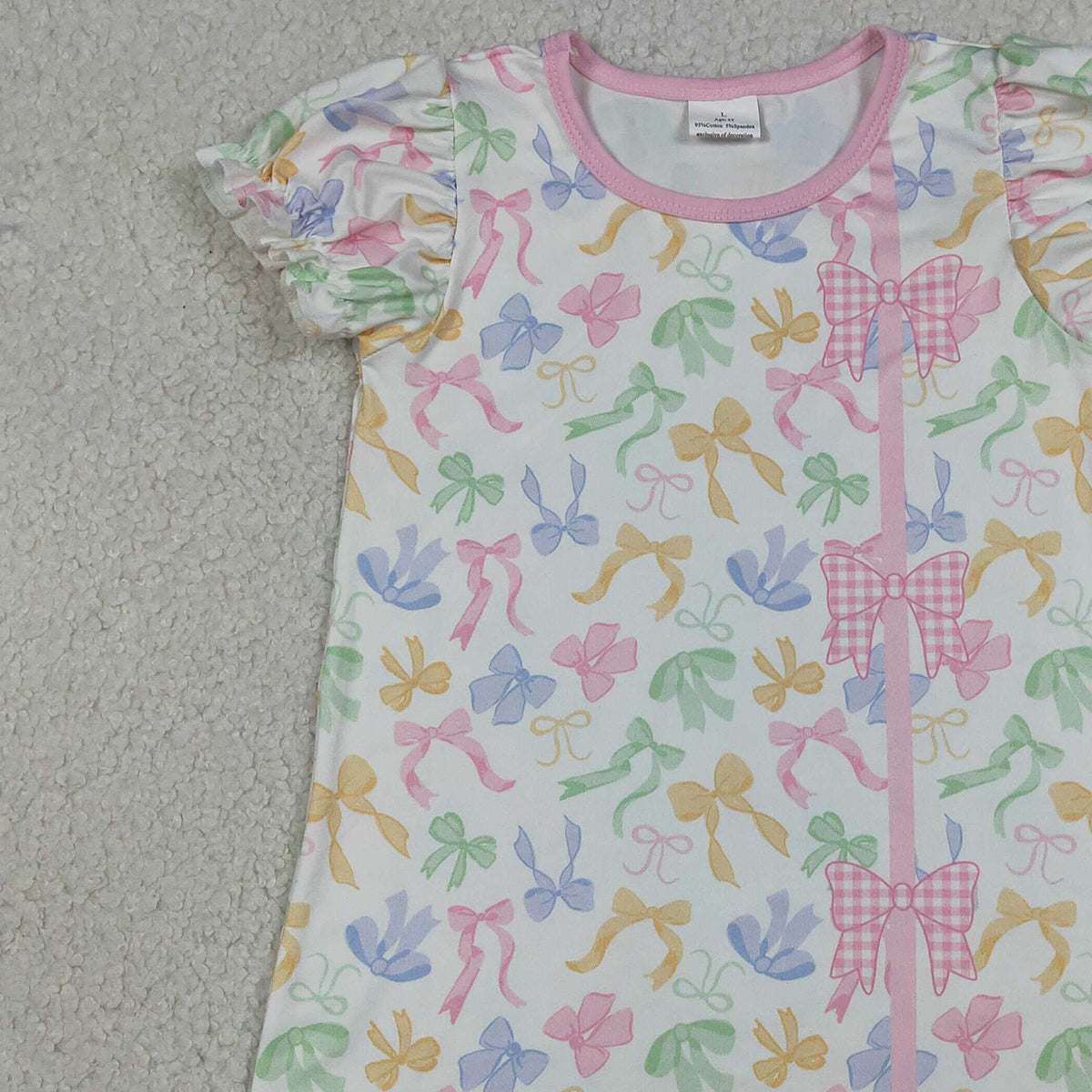 RTS NO MOQ GSD3245 Baby Girls Scallop Edge Knee-Length Dress Colorful Bows