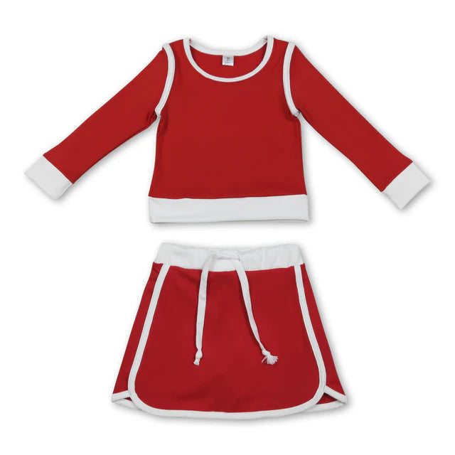RTS NO MOQ Sibling Baby Girls Long Sleeve Top Skirts Shorts Yoga Active Clothes Sets