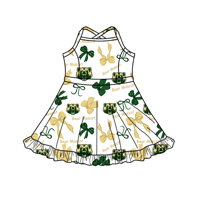 custom moq 5 mix size XY062605 Baby Girls Bows Print Strap Knee Length Skort Yoga Active Dress