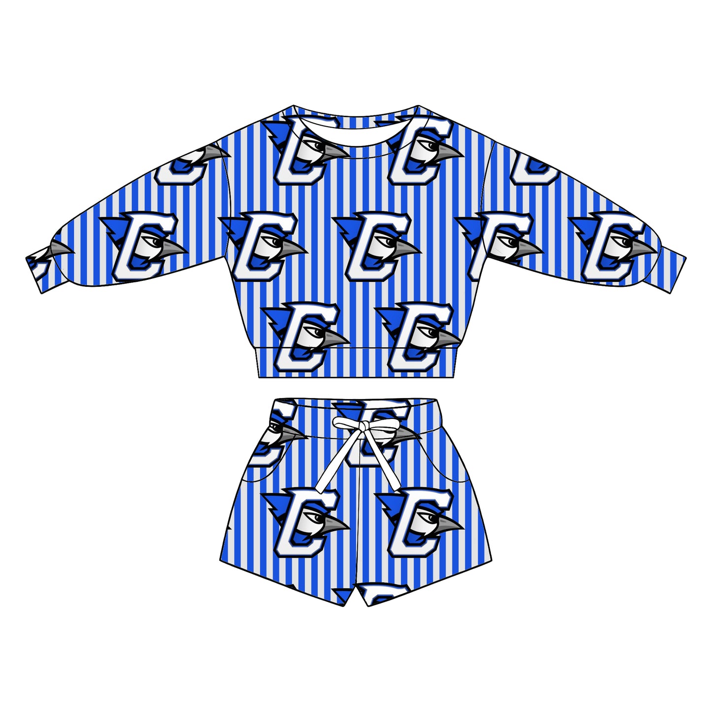 custom moq 5 mix size XY071405 Baby Kids Stripe Long Sleeve Top Drawstring Shorts Clothes Set