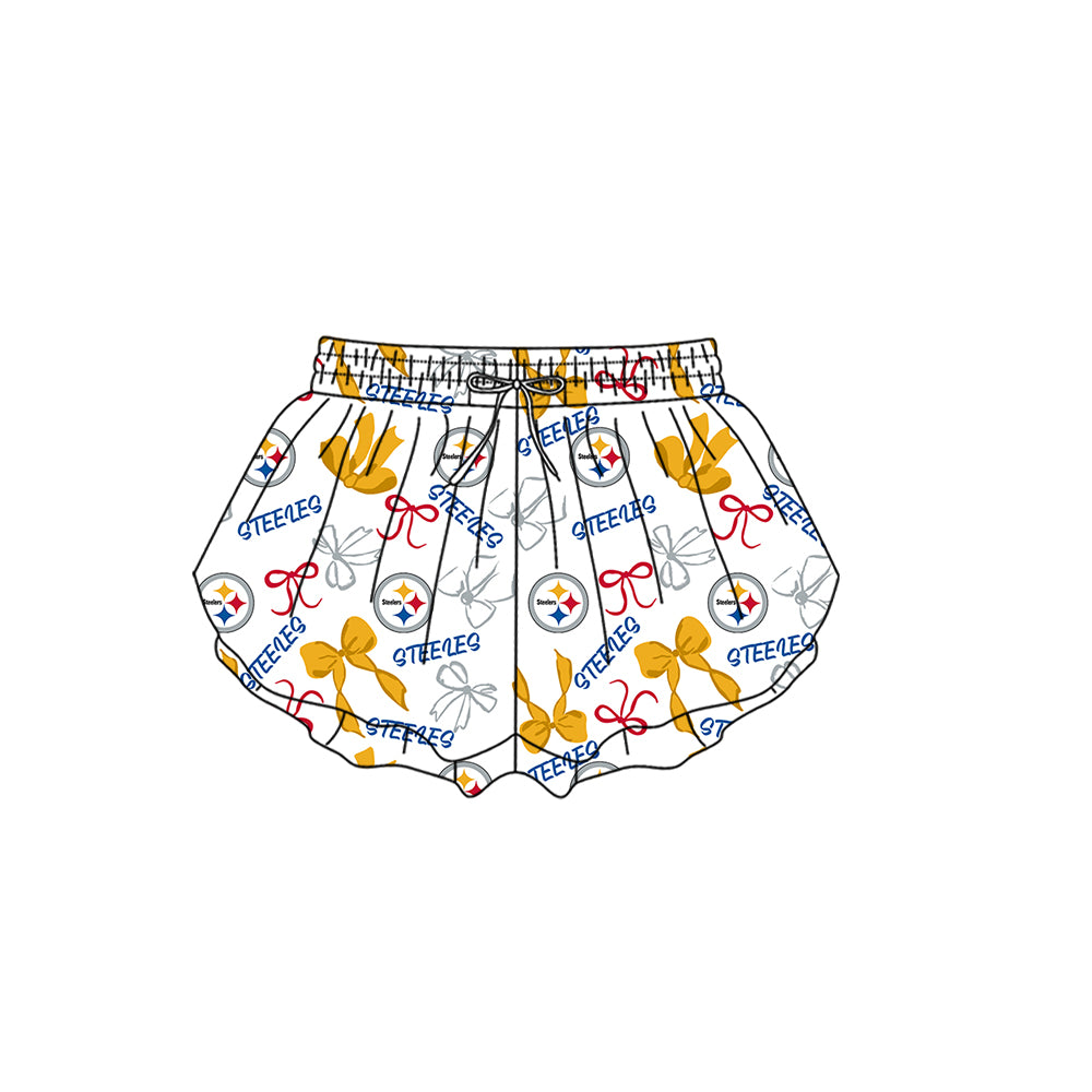 Custom moq 5 mix size milk silk summer teams Baby Girls Yellow Bow Vest Top Skirt Shorts Sets Sleeveless Knee Length Dresses Yoga Shorts Yoga Active Outfit